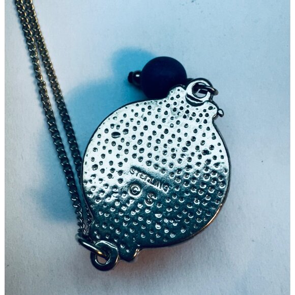 Sterling Silver 925 Lapis Lazuli Pendant Necklace, 18”, 8.49g, Elegant Design - Picture 6 of 11